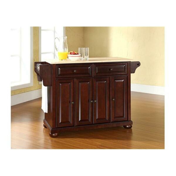 Modern Marketing Concepts Alexandria Natural Wood Top Kitchen Island In Vintage Mahogany Finish KF30001AMA